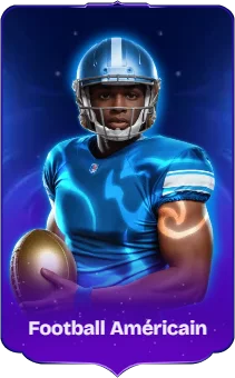 Joueur de football américain avec casque bleu et ballon doré