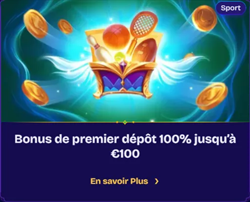 Bonus sport 100% jusqu’à 100 € sur le premier dépôt – offre de bienvenue