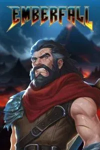 Emberfall slot – rugged hero with red scarf in dark mountainous world